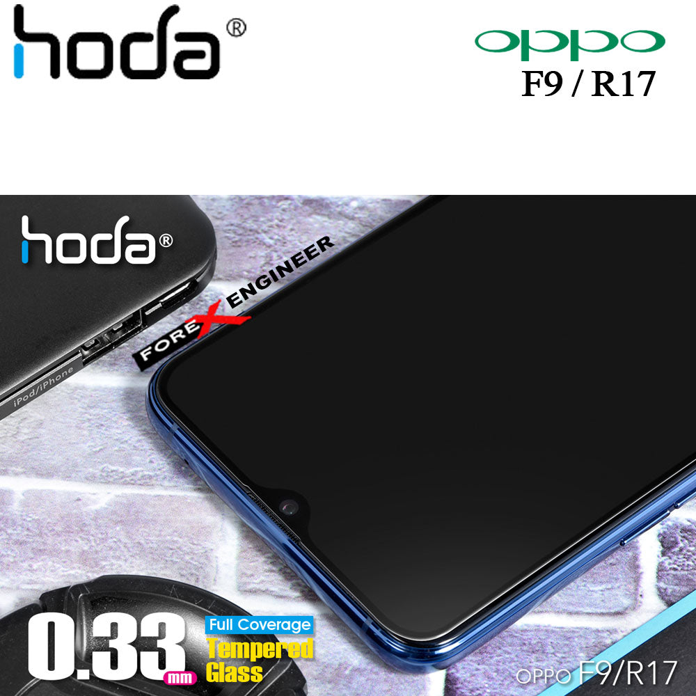 [RACKV2_CLEARANCE] Hoda OPPO F9 - R17 Screen Protector - Full Coverage Tempered Glass - Black