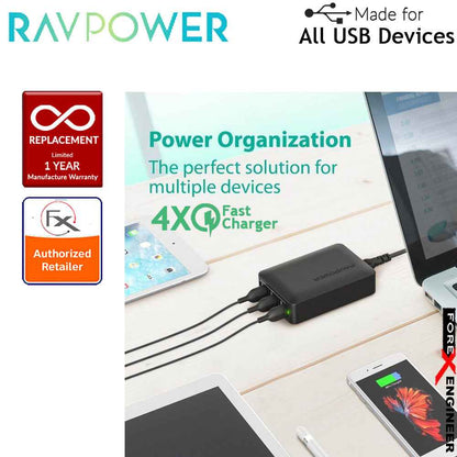 RavPower USB Quick Charge Wall Charger 6 Port 60W ( 5 USB Port + 1 QC3.0 ) - Black - Forexengineer-malaysia