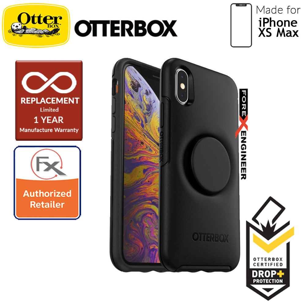 OTTER + POP Symmetry for iPhone Xs Max - Slim Protective Case with PopSockets - Black