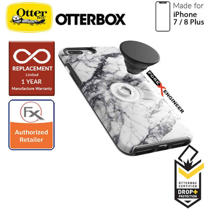 OTTER + POP Symmetry for iPhone 7 Plus - 8 Plus - Slim Protective Case with Pop Sockets - White Marble - Forexengineer-malaysia