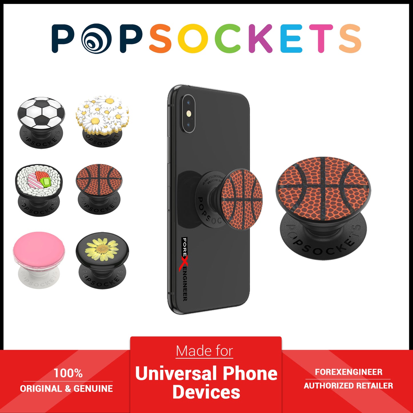 PopSockets Swappable PopGrip Premium Soccer Ball