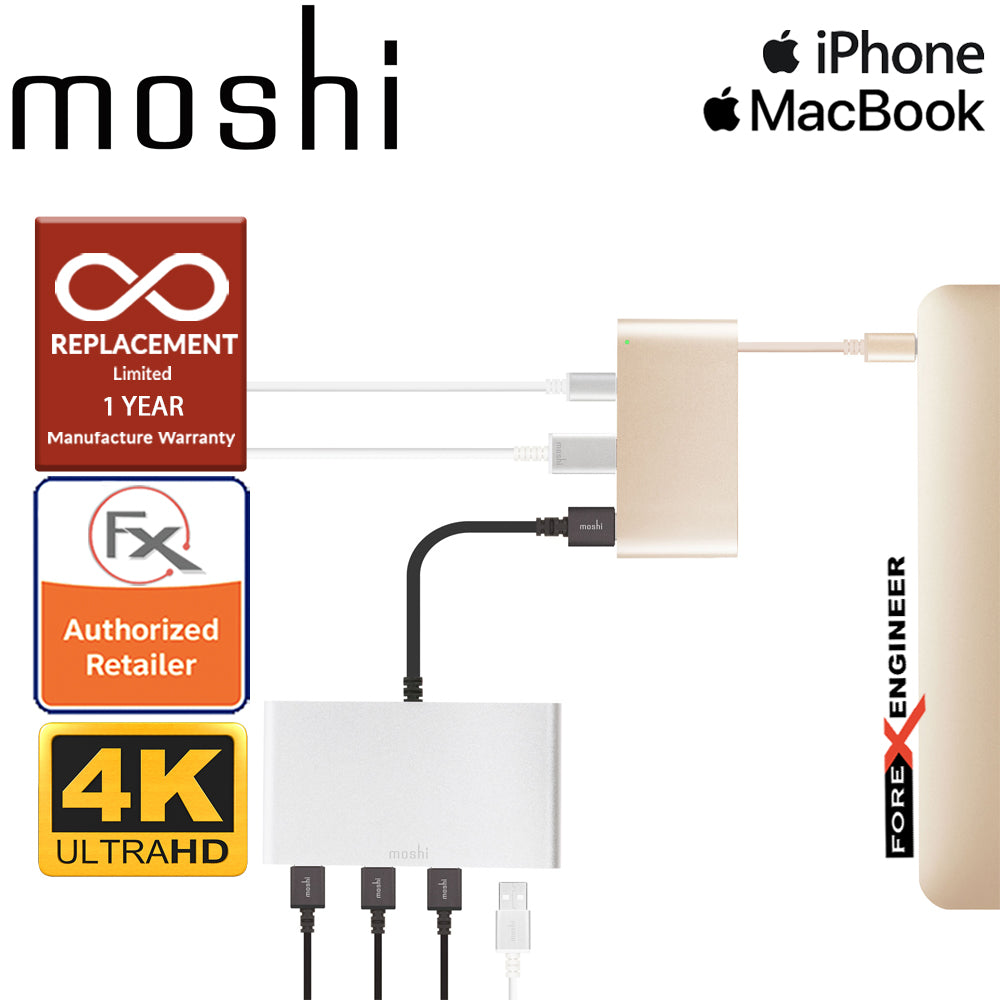 Moshi USB-C Multiport Adapter 3-in-1 hub ( USB-C - HDMI - Micro USB ) - Satin Gold