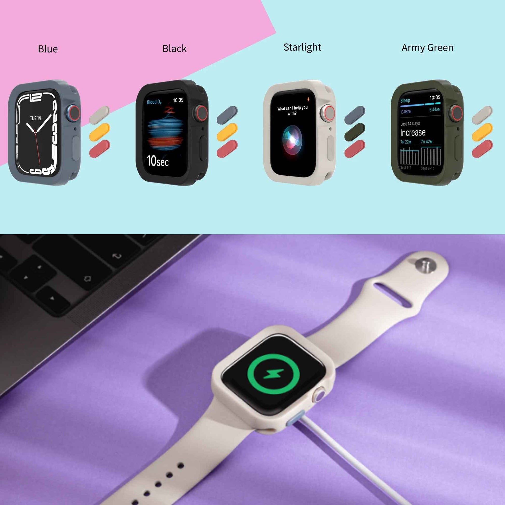 SwitchEasy COLORS Case for Apple Watch Series 7 - SE - 6 - 5 - 4 ( 45mm - 44mm ) - Starlight (Barcode: 4895241104916 )