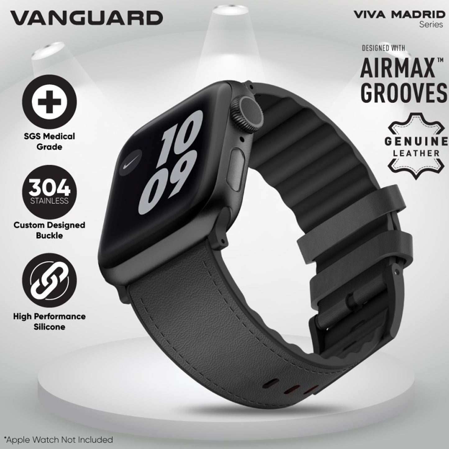 VIVA MADRID Venturx Leather Strap for Apple Watch Series 7 - SE - 6 - 5 - 4 - 3 - 2 - 1 ( 45mm - 42mm - 44mm ) - Beige (Barcode: 8886461237559 )