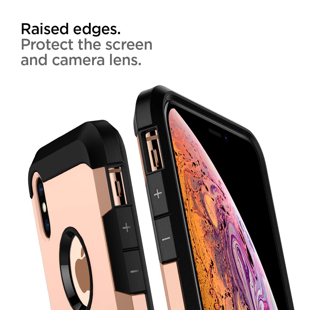 Spigen Tough Armor for iPhone X - Military Grade Protection Case with Build-in Kickstand - Blush Gold