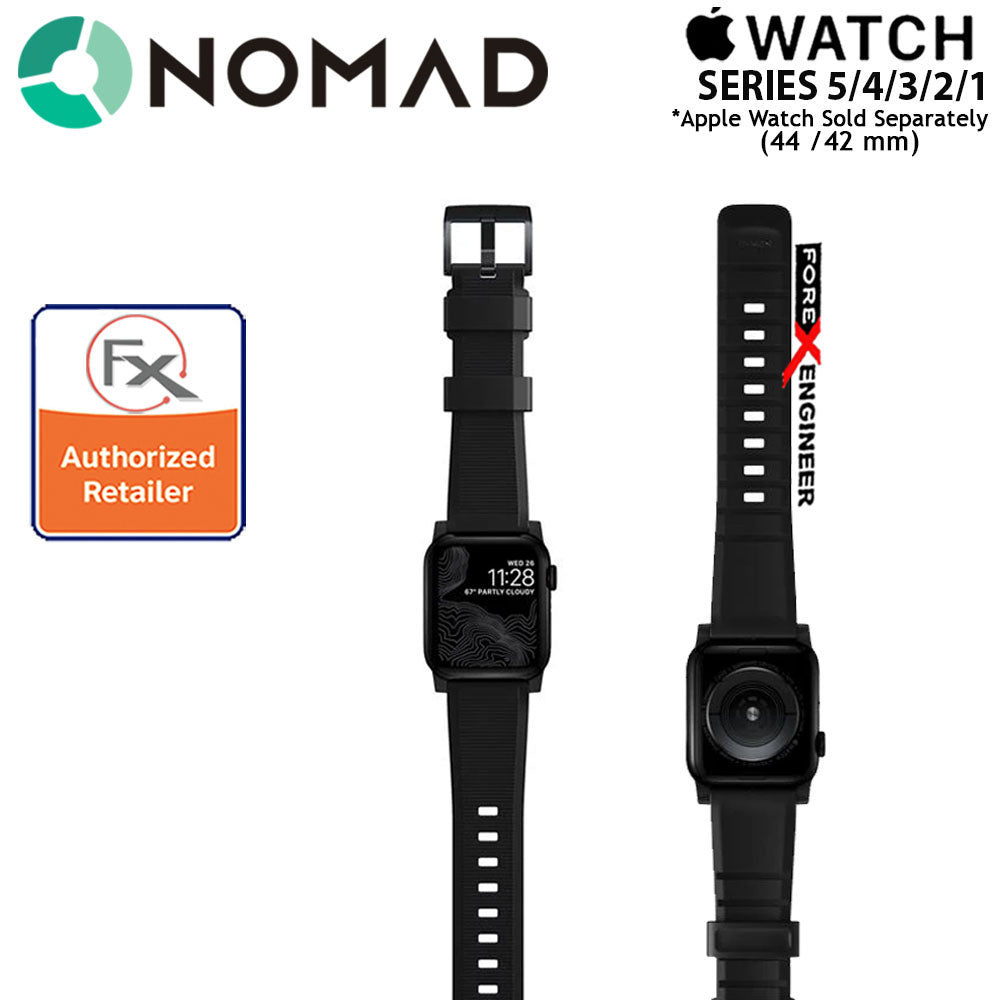 [ONLINE EXCLUSIVE] Nomad Rugged Strap Version 2 for Apple Watch Series 7 - SE - 6 - 5 - 4 - 3 - 2 - 1 (  45mm - 42mm - 44mm ) - Black ( Barcode: 856500018645 )