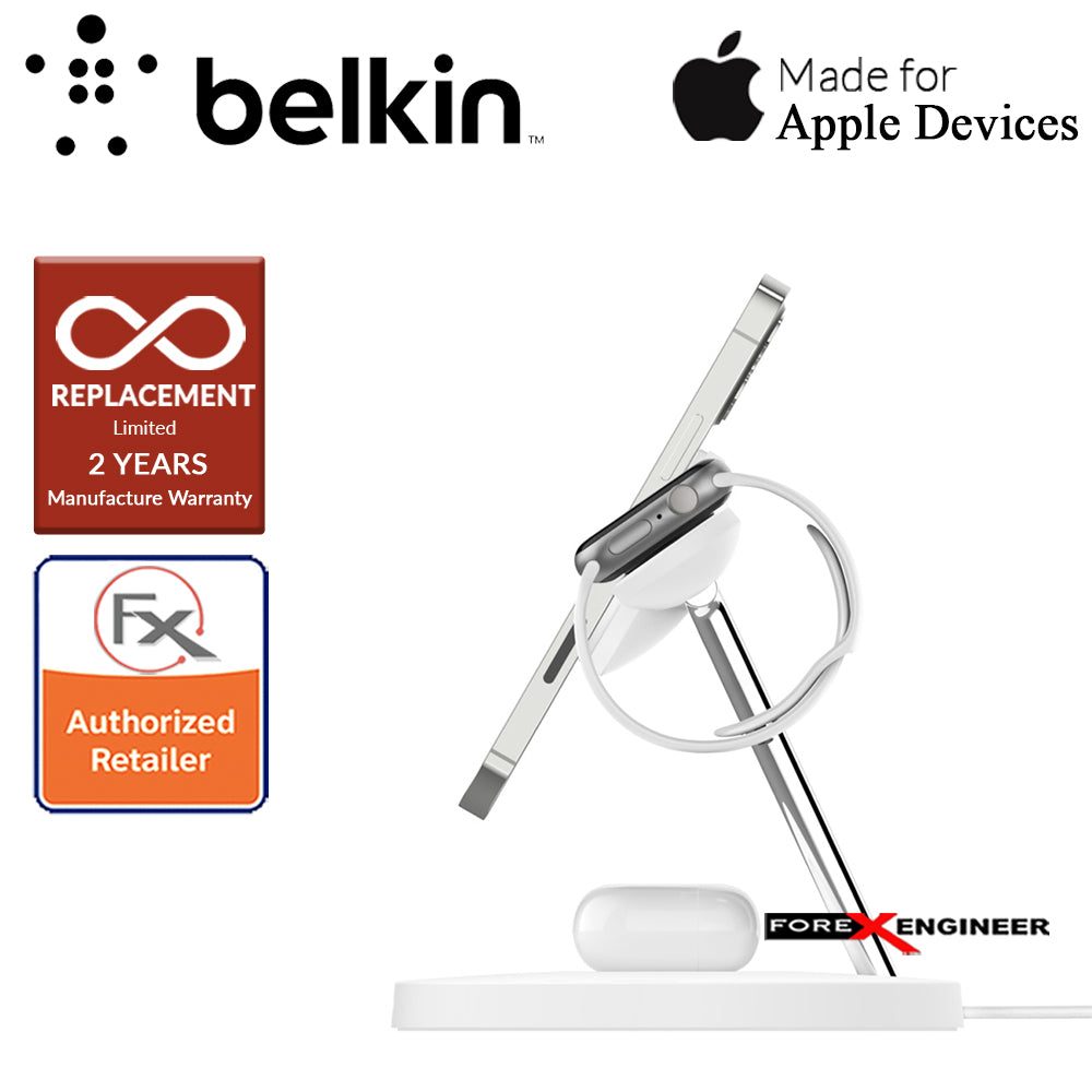 Belkin BOOST↑CHARGE™ PRO 3-in-1 Wireless Charger with MagSafe - White Colour (Barcode : 745883819430)
