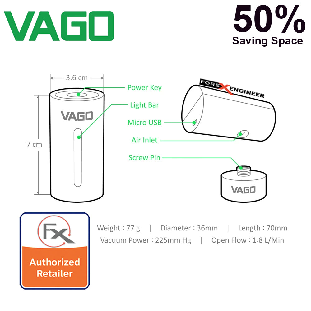 Vago Travel Portable Compressor Vacuum Bag ( FREE 1pcs Vago Vacuum Bag M size )  - Purple