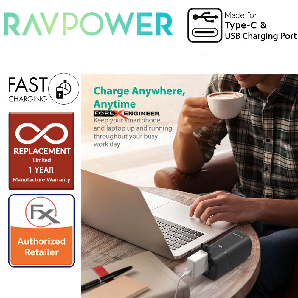 RavPower RP-PB054 AC Outlet 20100mAh Power Bank - compatible most mobile devices as well as any 240V home applaince up to 65W charged