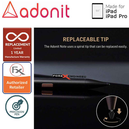 Adonit Note Stylust Pen - Almost same with Apple Pencil - For latest iPad - iPad Pro - Black - Forexengineer-malaysia