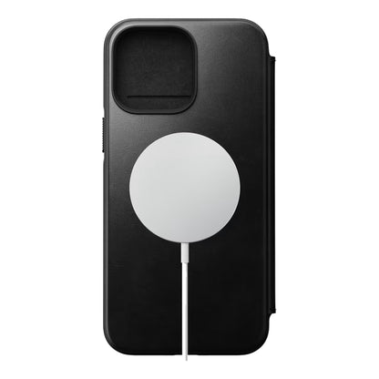 [ONLINE EXCLUSIVE] Nomad Modern Leather Folio Horween Case for iPhone 14 Pro Max - MagSafe Compatible - Black (Barcode: 856500012308 ) - Forexengineer -Malaysia- 856500012308