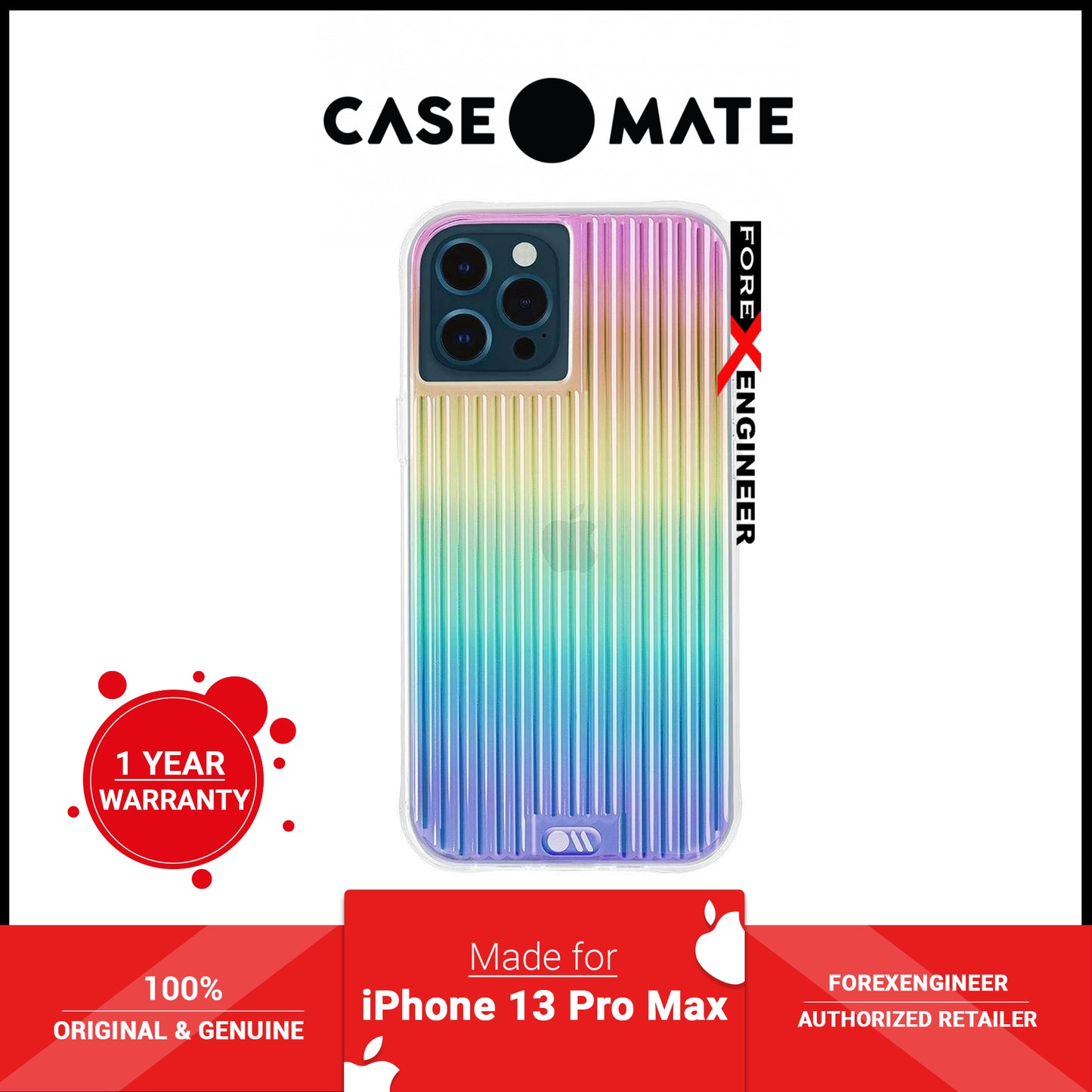 Case-Mate Tough Groove for iPhone 13 Pro Max 6.7" 5G with Antimicrobial - Iridescent (Barcode: 840171708769 )