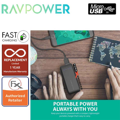 RavPower RP-PB060 Portable Charger 6700mAh - Candy bar Sized Pocket Power Bank - Black - Forexengineer-malaysia