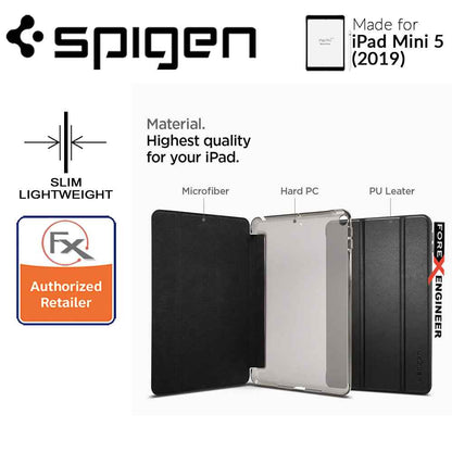 Spigen Smart Fold Case for iPad Mini 4 - iPad Mini 5 (2019) - Leather Tri-Fold Cover - Black - Forexengineer-malaysia