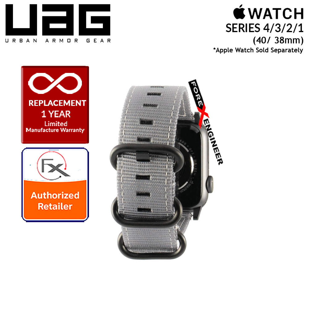 UAG Nato Strap for Apple WatchSeries 7 - SE - 6 - 5 - 4 - 3 - 2 - 1 ( 41mm - 40mm - 38mm ) - High Strength Nylon Weave - Grey