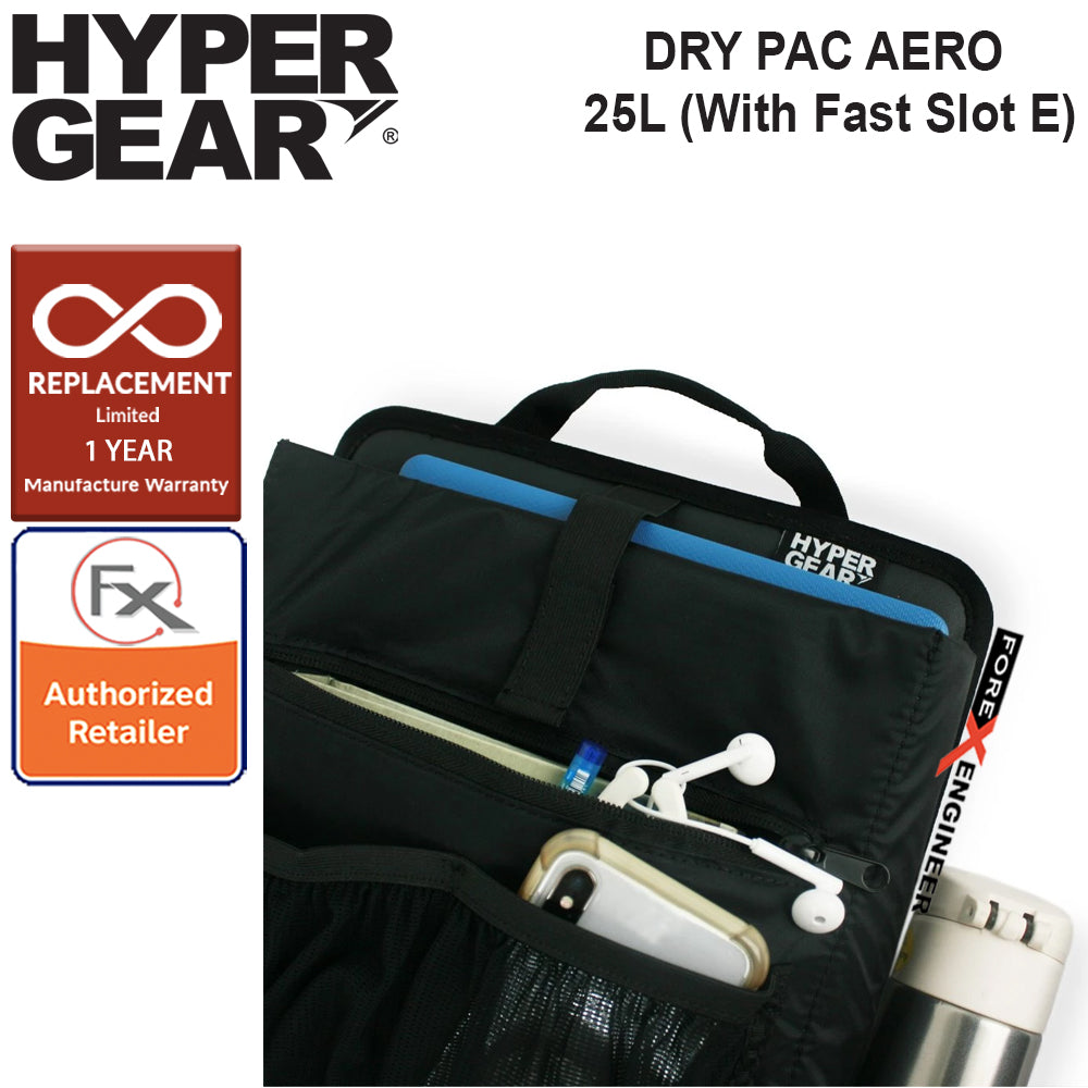 Hypergear Dry Pac  Aero 25L - Heavy-duty Design and IPX6 Waterproof Specification - Black ( Bundle With Fast Slot E) (302111+306051)