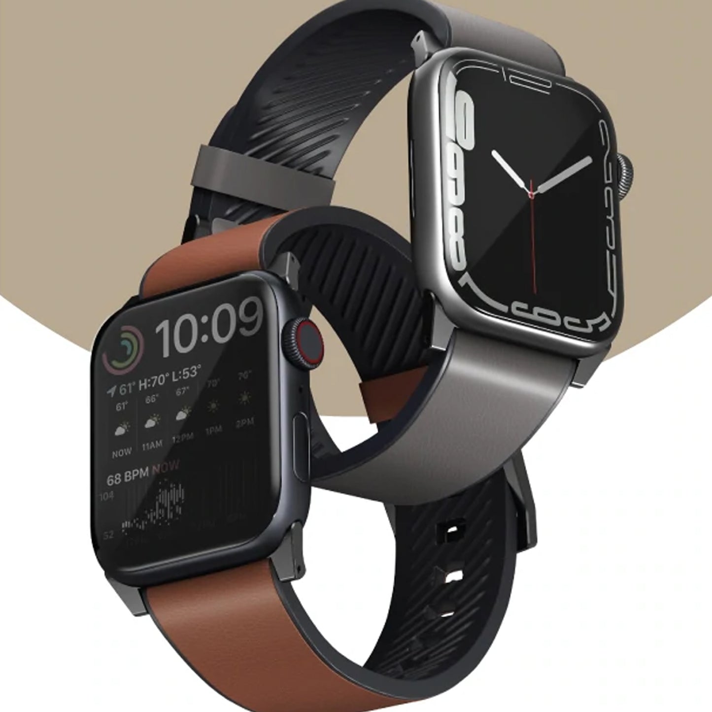 Uniq Straden Leather Strap for Apple Watch Series 7 - SE - 6 - 5 - 4 - 3 - 2 - 1 ( 45mm - 44mm - 42mm ) - Brown (Barcode: 8886463679630 )