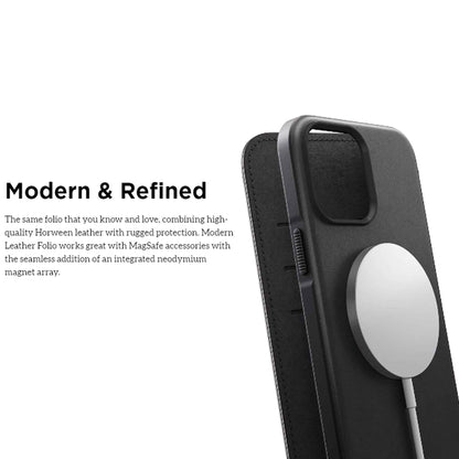 [ONLINE EXCLUSIVE] Nomad Modern Leather Folio Rugged Case for iPhone 13 Pro 6.1" 5G - MagSafe Compatible - Black (Barcode: 856500010786 )