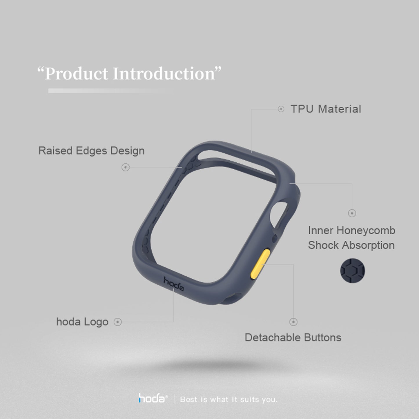 Hoda Rough Case for Apple Watch Series 7 ( 41mm ) - Matte (Barcode: 4711103543481 )