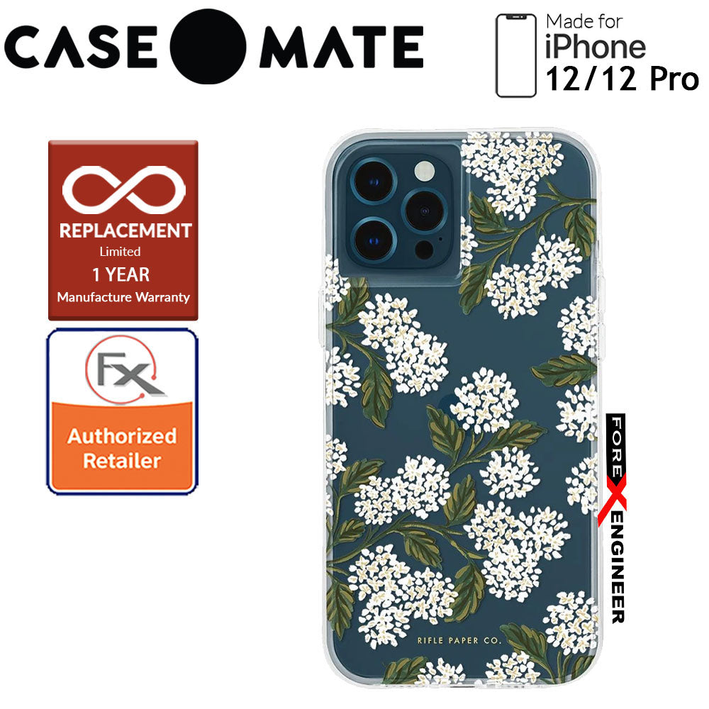 Case Mate Rifle Paper Co. for iPhone 12 - 12 Pro  5G 6.1" - Hydrangea with MicroPel (Barcode: 846127196277 )