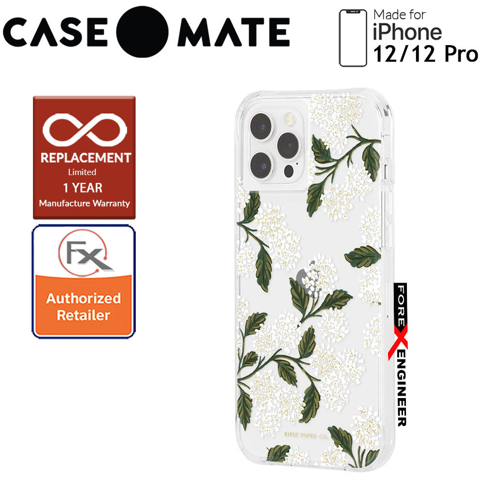 Case Mate Rifle Paper Co. for iPhone 12 - 12 Pro  5G 6.1" - Hydrangea with MicroPel (Barcode: 846127196277 )