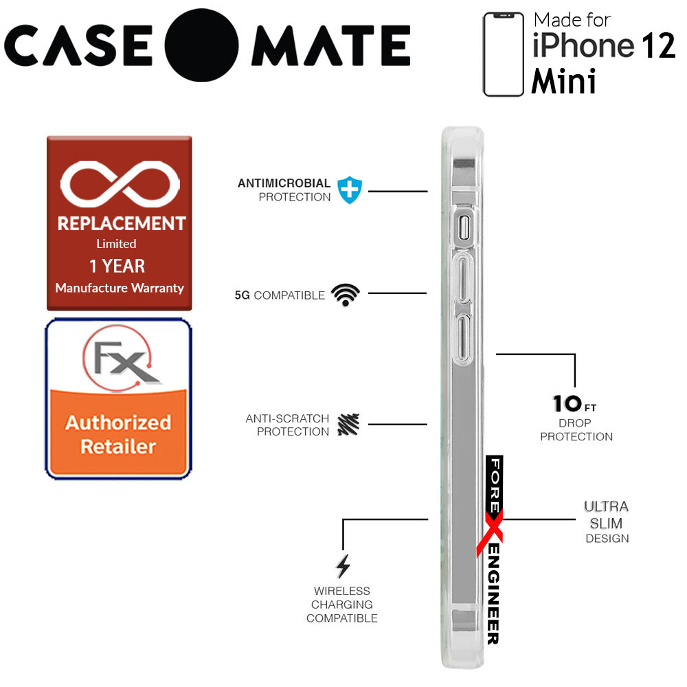 Case Mate Rifle Paper Co. for iPhone 12 Mini 5G 5.4" - Hydrangea White with MicroPel (Barcode: 846127196628 )