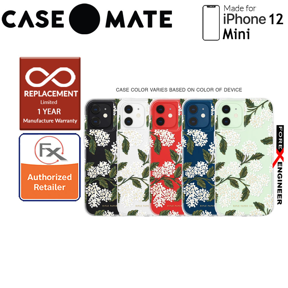 Case Mate Rifle Paper Co. for iPhone 12 Mini 5G 5.4" - Hydrangea White with MicroPel (Barcode: 846127196628 )