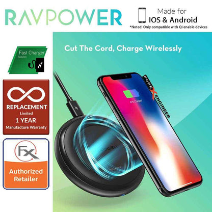 RAVPower Fast Wireless Charging Pad 7.5W - 10W with Quick Charge 3. 0 Adapter (wireless charging station) - Forexengineer-malaysia