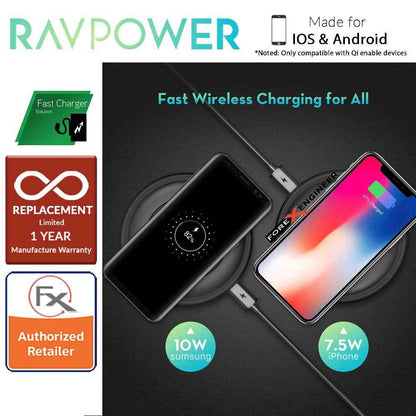 RAVPower Fast Wireless Charging Pad 7.5W - 10W with Quick Charge 3. 0 Adapter (wireless charging station) - Forexengineer-malaysia