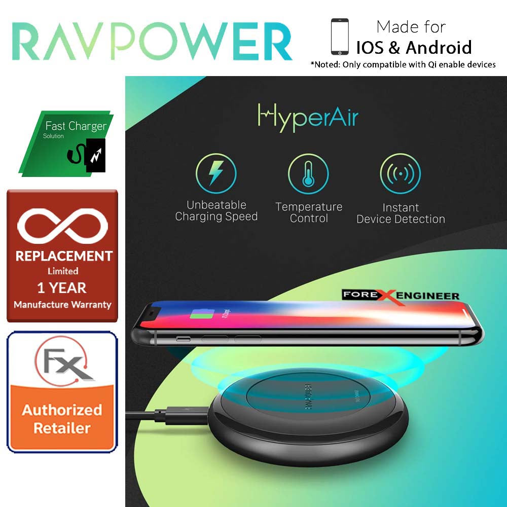 RAVPower Fast Wireless Charging Pad 7.5W - 10W with Quick Charge 3. 0 Adapter (wireless charging station)