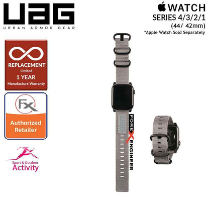 UAG Nato Strap for Apple Watch Series 7 - SE - 6 - 5 - 4 - 3 - 2 - 1 ( 45mm - 42mm - 44mm ) - High Strength Nylon Weave - Grey (Barcode: 812451031898 ) - Forexengineer-malaysia