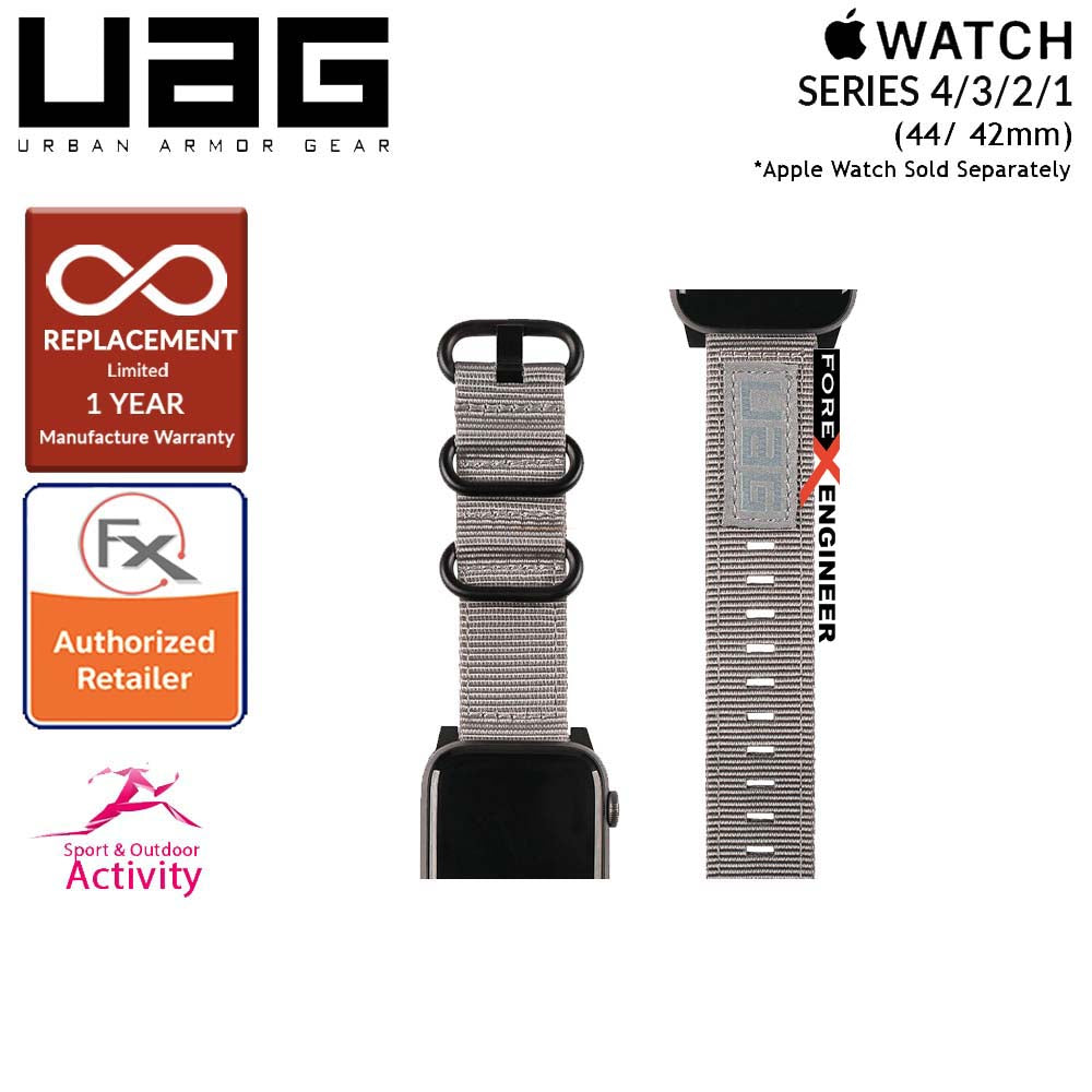 UAG Nato Strap for Apple Watch Series 7 - SE - 6 - 5 - 4 - 3 - 2 - 1 ( 45mm - 42mm - 44mm ) - High Strength Nylon Weave - Grey (Barcode: 812451031898 )