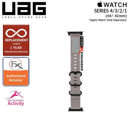 UAG Nato Strap for Apple Watch Series 7 - SE - 6 - 5 - 4 - 3 - 2 - 1 ( 45mm - 42mm - 44mm ) - High Strength Nylon Weave - Grey (Barcode: 812451031898 ) - Forexengineer-malaysia