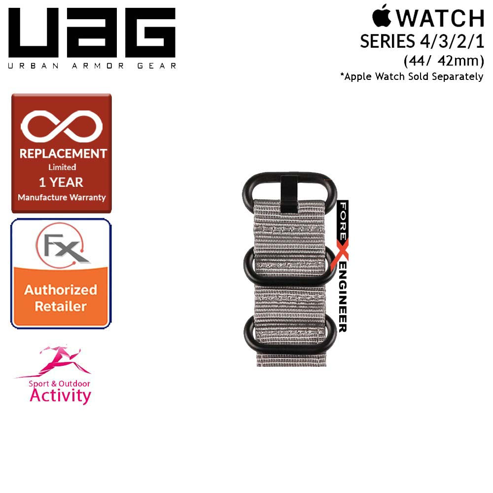 UAG Nato Strap for Apple Watch Series 7 - SE - 6 - 5 - 4 - 3 - 2 - 1 ( 45mm - 42mm - 44mm ) - High Strength Nylon Weave - Grey (Barcode: 812451031898 )