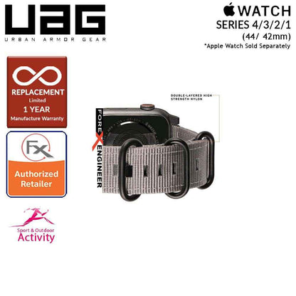 UAG Nato Strap for Apple Watch Series 7 - SE - 6 - 5 - 4 - 3 - 2 - 1 ( 45mm - 42mm - 44mm ) - High Strength Nylon Weave - Grey (Barcode: 812451031898 ) - Forexengineer-malaysia