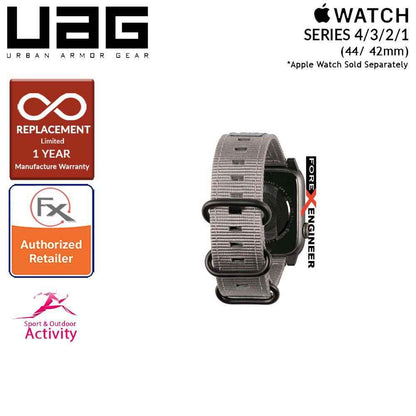 UAG Nato Strap for Apple Watch Series 7 - SE - 6 - 5 - 4 - 3 - 2 - 1 ( 45mm - 42mm - 44mm ) - High Strength Nylon Weave - Grey (Barcode: 812451031898 ) - Forexengineer-malaysia