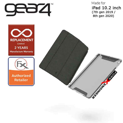 Gear4 Brompton + Folio for iPad 10.2 inch ( 7th - 8th - 9th Gen ) (2019 - 2021) - D3O Material Technology - Drop Resistant Up to 4 meters - Smoke Color (Barcode : 840056119802 )