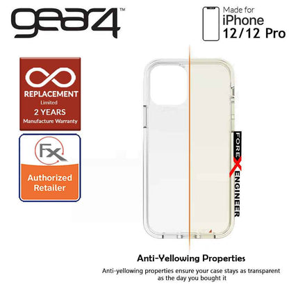 Gear4 Crystal Palace for iPhone 12 - 12 Pro  5G 6.1" - D3O Material Technology - Drop Resistant Up to 4 meters (Clear) (Barcode : 840056127999 )