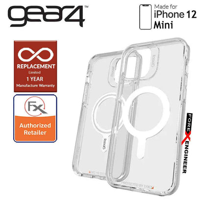 Gear4 Crystal Palace Snap for iPhone 12 Mini 5G 5.4" - D3O Material Technology - Drop Resistant Up to 4 meters - Clear (Barcode : 840056138124 )