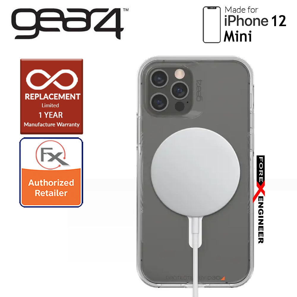 Gear4 Crystal Palace Snap for iPhone 12 Mini 5G 5.4" - D3O Material Technology - Drop Resistant Up to 4 meters - Clear (Barcode : 840056138124 )