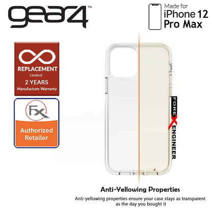 Gear4 Crystal Palace for iPhone 12 Pro Max 5G 6.7" - D3O Material Technology - Drop Resistant Up to 4 meters (Clear) (Barcode : 840056128217 )