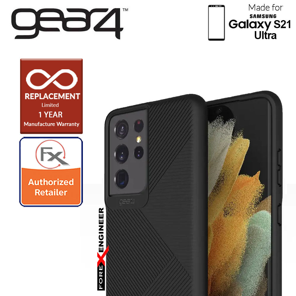Gear4 Denali for Samsung Galaxy S21 Ultra- D3O Material Technology - Drop Resistant Up to 4 meters - Black (Barcode : 840056108547 )