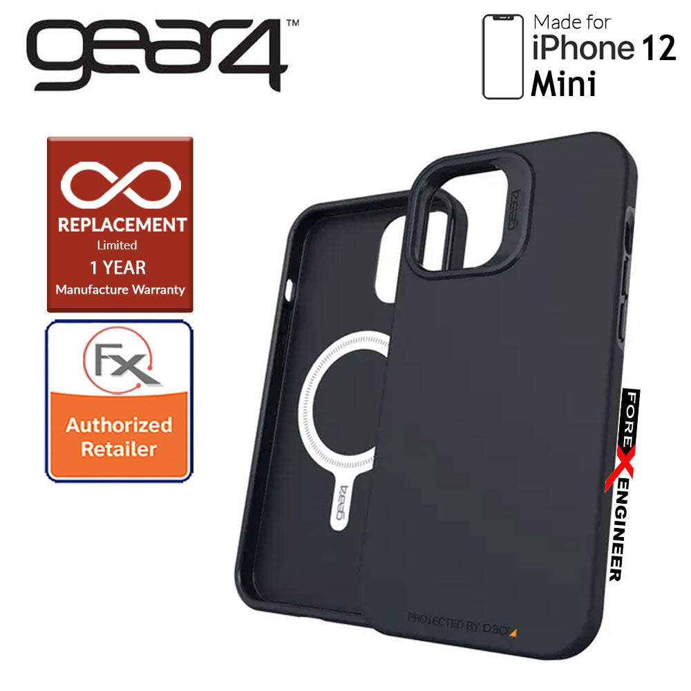 Gear4 Rio Snap for iPhone 12 Mini 5G 5.4" - D3O Material Technology - Drop Resistant Up to 4 meters - Black (Barcode : 840056138155 )