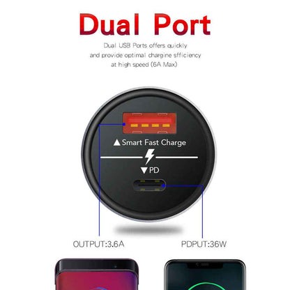 [RACKV2_CLEARANCE] HODA Dual Smart Fast Car Charger UQC3.0+PD (Type-C-36W) - (Barcode : 4713381512982 )
