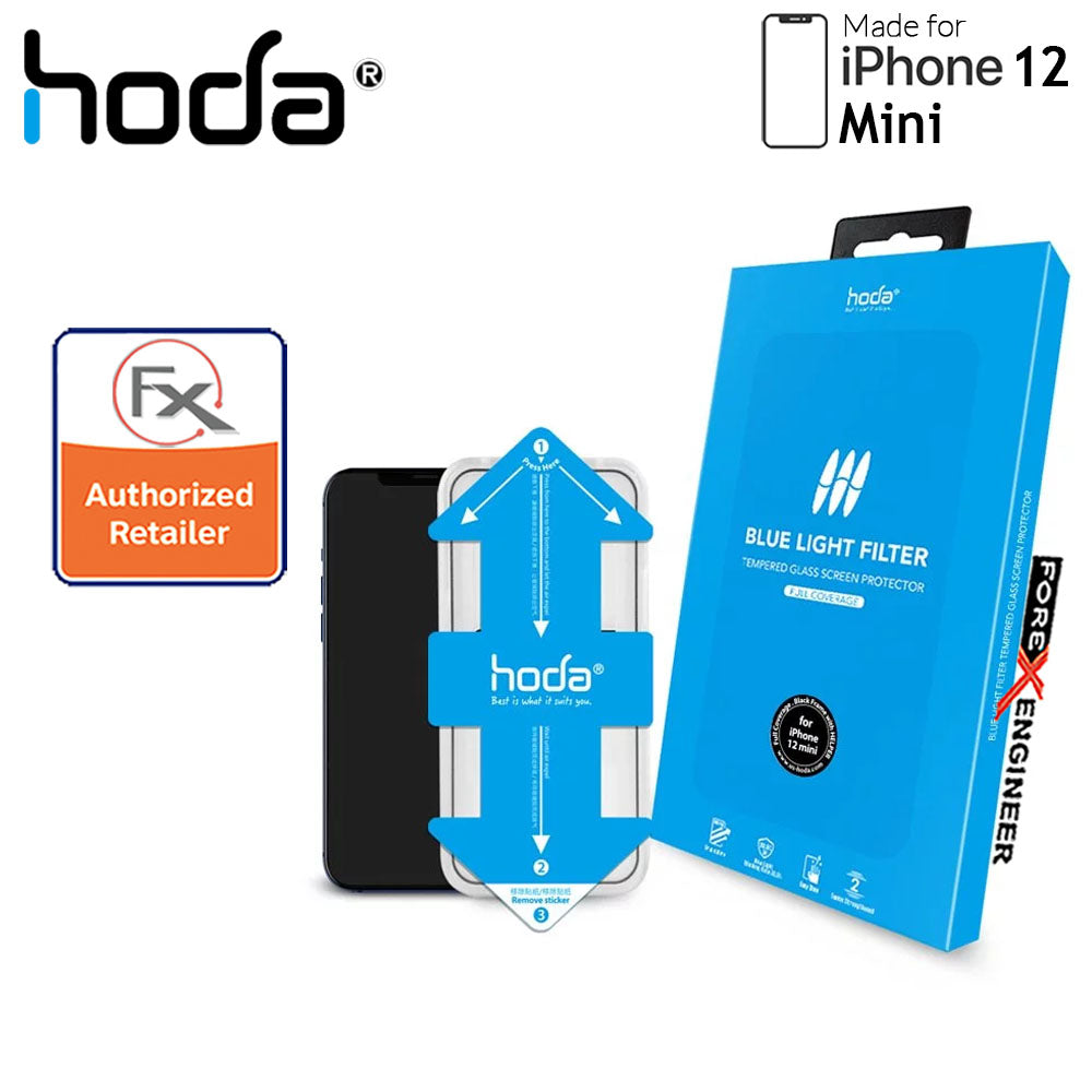 Hoda Tempered Glass for iPhone 12 Mini (5.4") - 2.5D 0.33mm Full Coverage Tempered Glass with Helper - Blue Light Filter (Barcode : 4713381519240 )
