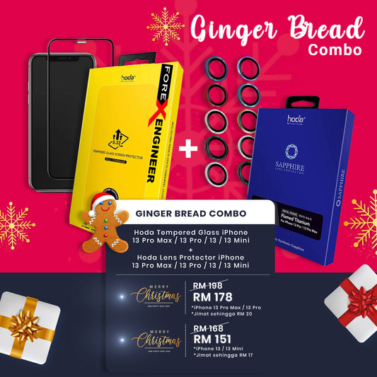 [Ginger Bread COMBO] Hoda Tempered Glass + Lens Protector iPhone 13 - 13 Mini (Barcode: 93646282961393)