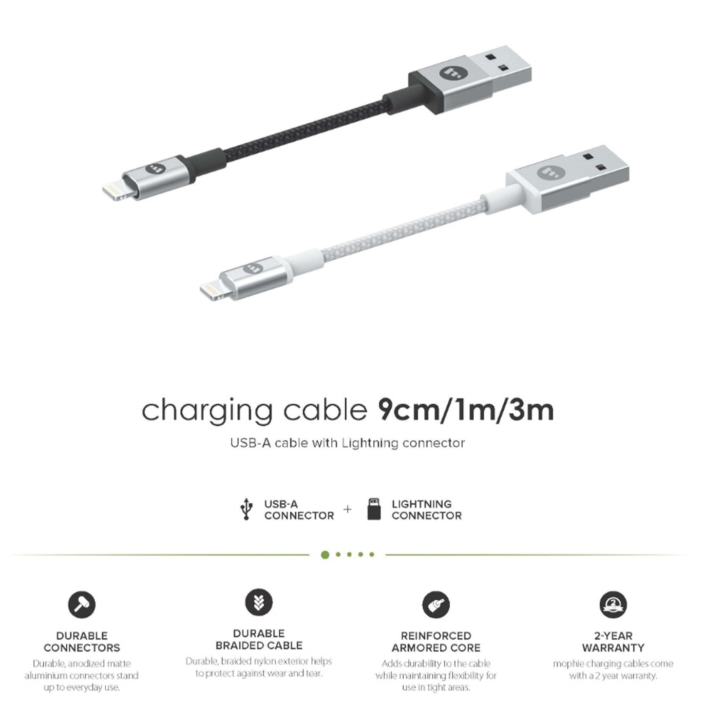Mophie USB-A to Lightning Cable 1m - Black ( Barcode : 848467093711 )