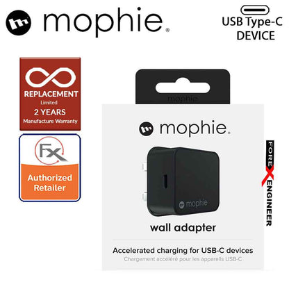 [RACKV2_CLEARANCE] Mophie Wall Adapter USB-C PD 18W - Black (Barcode : 848467093902 )