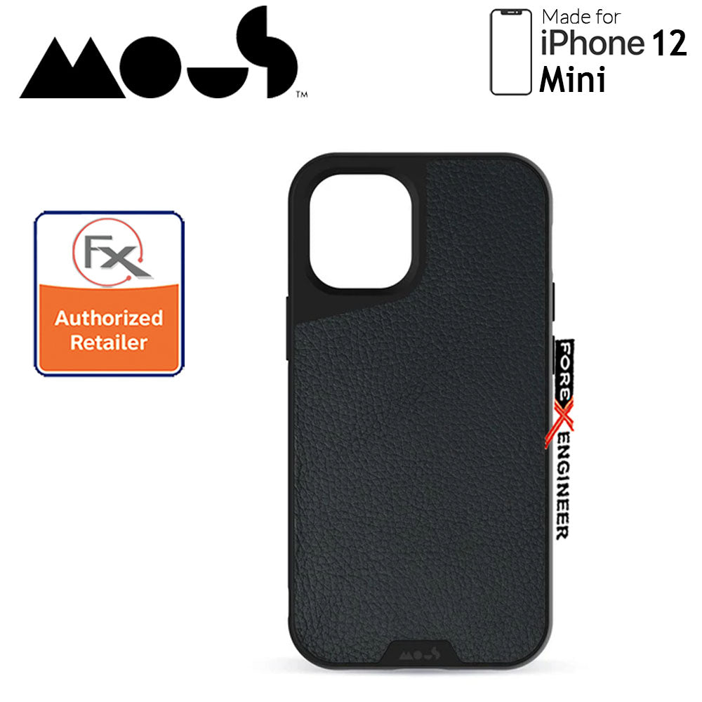 Mous Limitless 3.0 for iPhone 12 Mini 5G 5.4" - Air Shock High Impact Material Case -  Black Leather (Barcode : 5060624483844 )