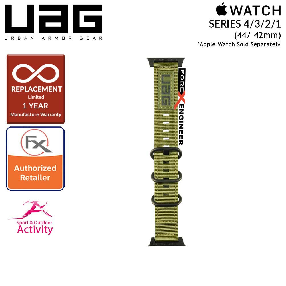UAG Nato Strap for Apple Watch Series 7 - SE - 6 - 5 - 4 - 3 - 2 - 1 ( 45mm - 42mm - 44mm ) - High Strength Nylon Weave - Olive Drab (Barcode: 812451031904 )